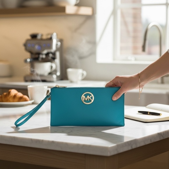 Michael Kors Handbags - Michael Kors Leather Wristlet, Genuine Leather